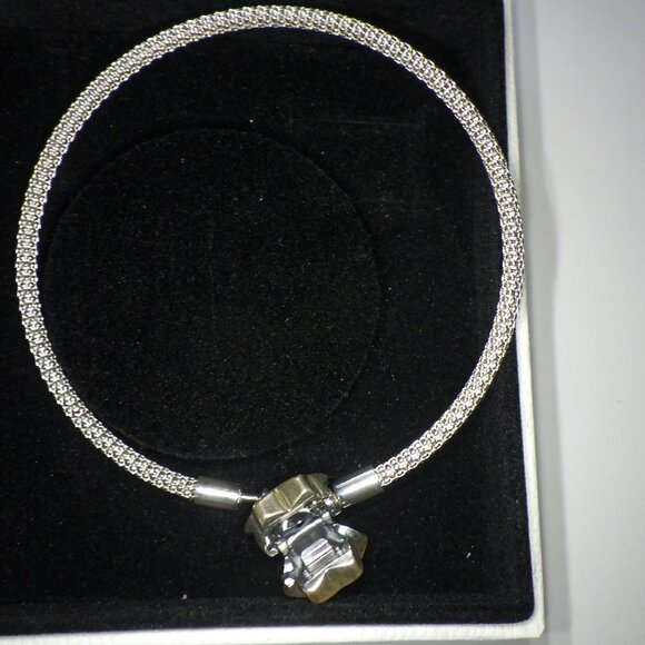 PANDORA Sterling Silver SHINE BRIGHT SNOWFLAKE Mesh Bangle Bracelet STAR NWB - Picture 6 of 9
